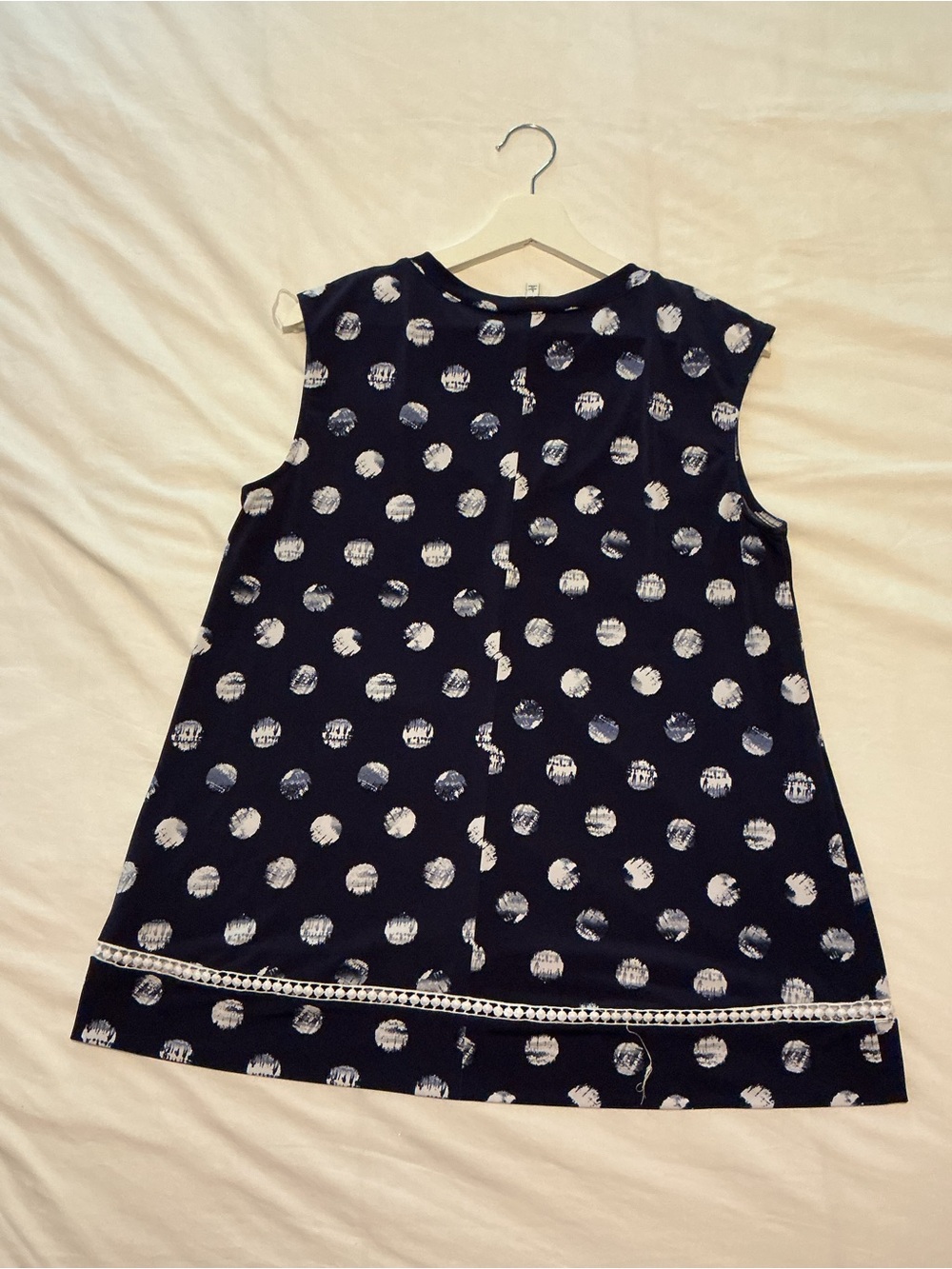 Chaus Navy Tank Top with White Polka Dot Print - Picture 3 of 9